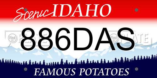 886DAS Idaho License Plate