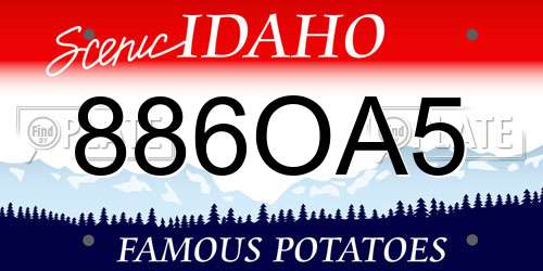 886OA5 Idaho License Plate