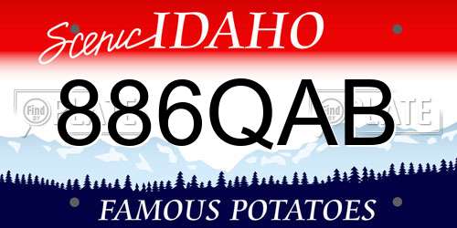 886QAB Idaho License Plate