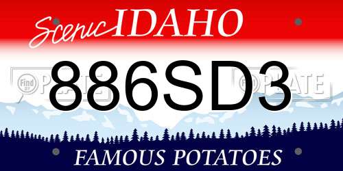 886SD3 Idaho License Plate