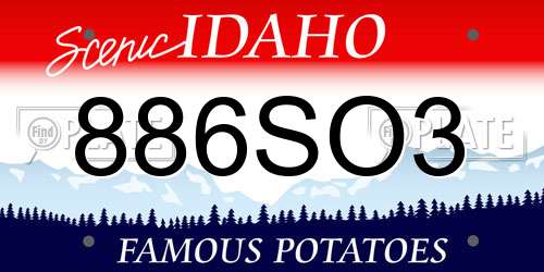 886SO3 Idaho License Plate