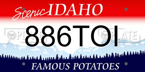 886TOI Idaho License Plate
