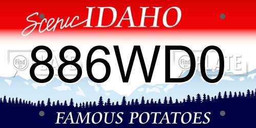 886WD0 Idaho License Plate