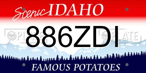 886ZDI Idaho License Plate