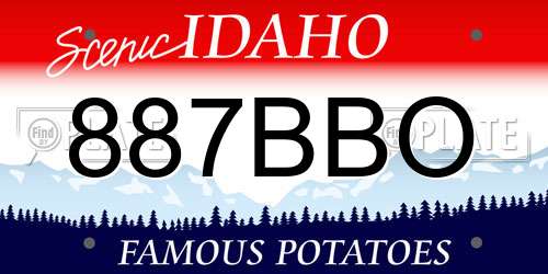 887BBO Idaho License Plate
