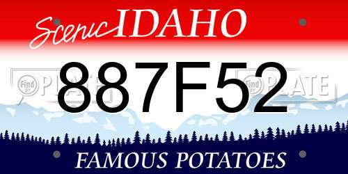 887F52 Idaho License Plate
