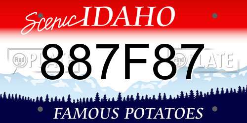 887F87 Idaho License Plate