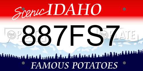 887FS7 Idaho License Plate