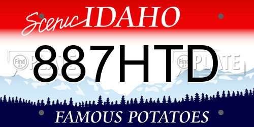 887HTD Idaho License Plate