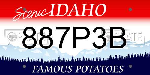887P3B Idaho License Plate