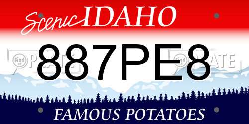 887PE8 Idaho License Plate