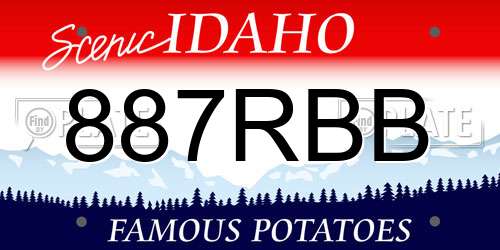 887RBB Idaho License Plate