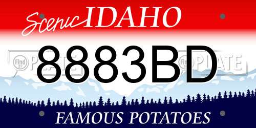 8883BD Idaho License Plate