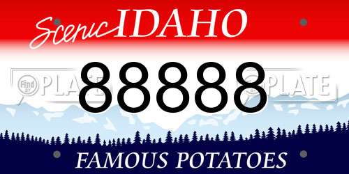 88888 Idaho License Plate