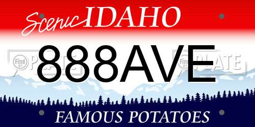 888AVE Idaho License Plate