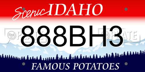 888BH3 Idaho License Plate
