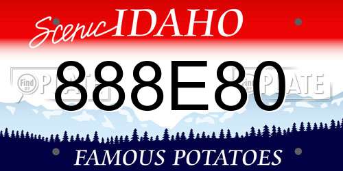 888E80 Idaho License Plate