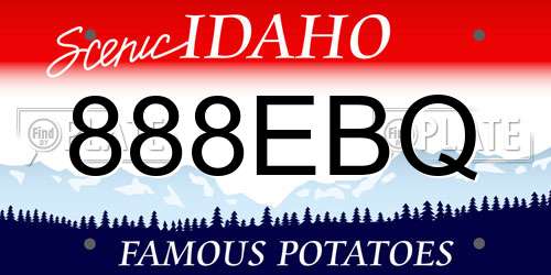 888EBQ Idaho License Plate