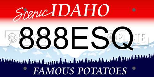 888ESQ Idaho License Plate