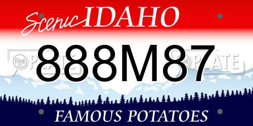 888M87 Idaho License Plate