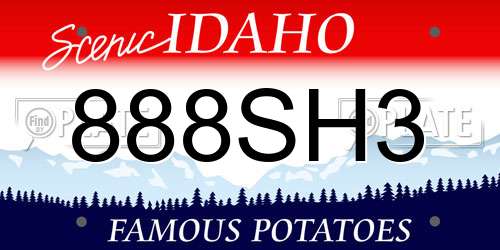 888SH3 Idaho License Plate