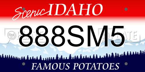 888SM5 Idaho License Plate