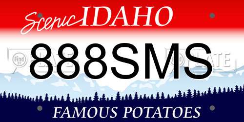 888SMS Idaho License Plate