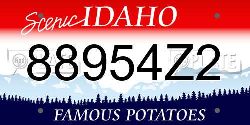 88954Z2 Idaho License Plate