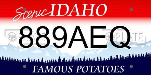 889AEQ Idaho License Plate
