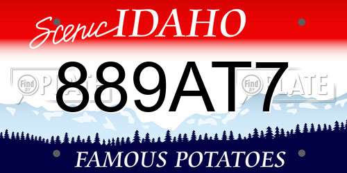 889AT7 Idaho License Plate