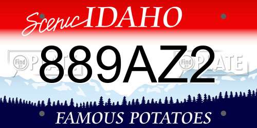 889AZ2 Idaho License Plate