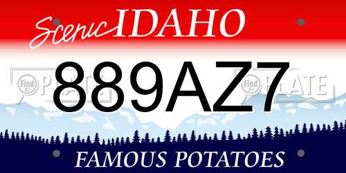 889AZ7 Idaho License Plate