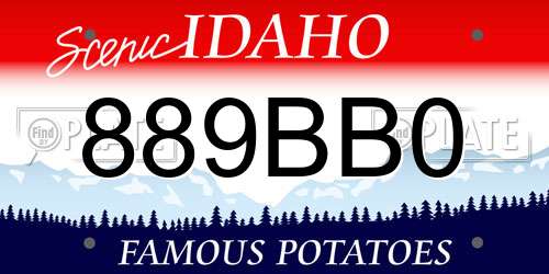 889BB0 Idaho License Plate