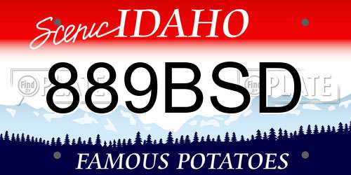 889BSD Idaho License Plate