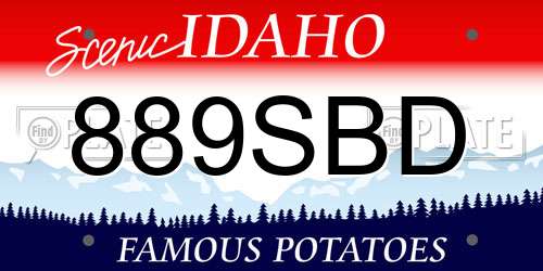 889SBD Idaho License Plate