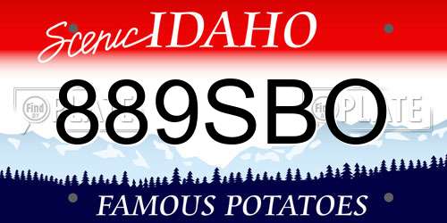 889SBO Idaho License Plate