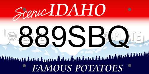 889SBQ Idaho License Plate