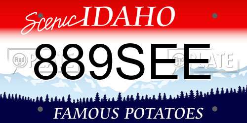 889SEE Idaho License Plate
