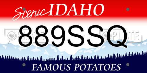 889SSQ Idaho License Plate