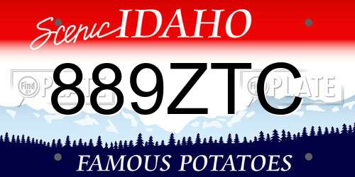 889ZTC Idaho License Plate