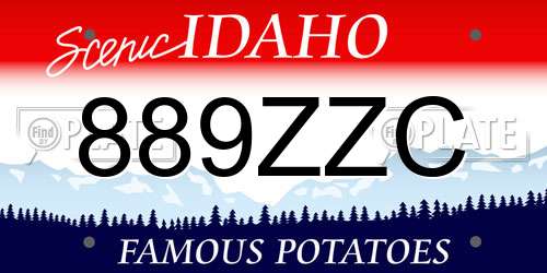 889ZZC Idaho License Plate