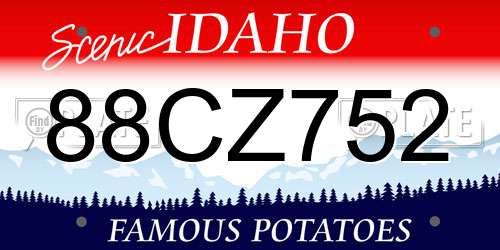 88CZ752 Idaho License Plate