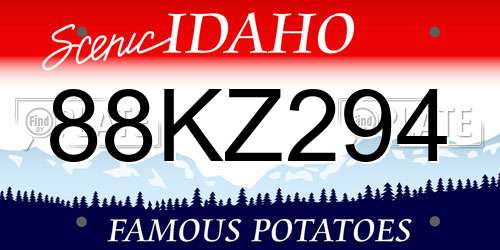 88KZ294 Idaho License Plate