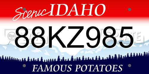 88KZ985 Idaho License Plate