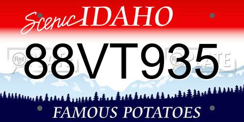 88VT935 Idaho License Plate