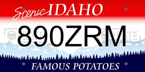 890ZRM Idaho License Plate