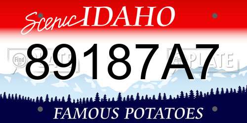 89187A7 Idaho License Plate