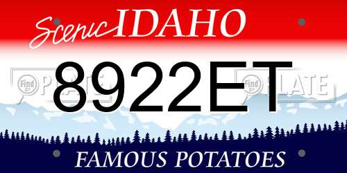 8922ET Idaho License Plate