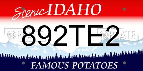 892TE2 Idaho License Plate