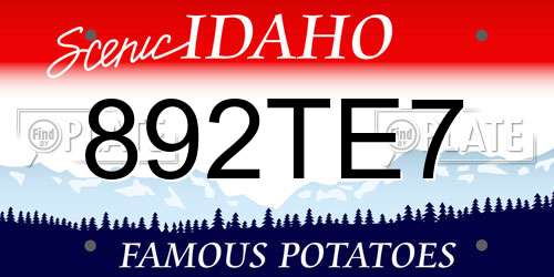 892TE7 Idaho License Plate